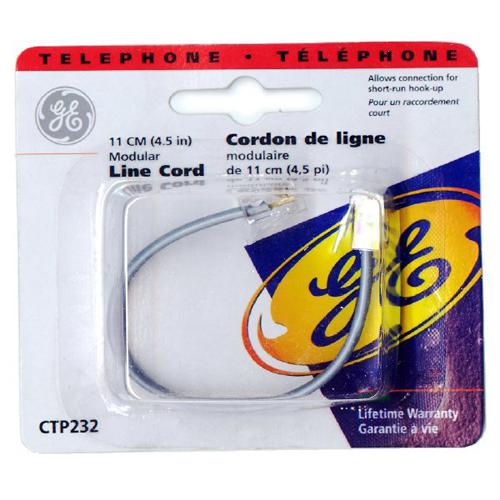 Telephone Cord 4 conductors M/M flat 4.5 inches Grey - 89-0248 - Mounts For Less