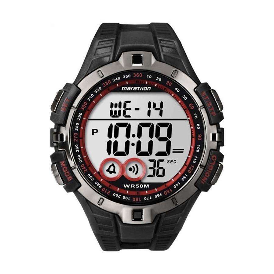 Timex T5K423GP Sport Digital Watch with Resin Strap, Black and Red - 65-330486 - Mounts For Less