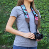 USA GEAR GRCMMS0100FBEW Camera Strap With Adjustable Anti-Slip Neoprene Cushion Floral Blue - 78-122544 - Mounts For Less