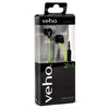 Veho Z1 - Wired In-Ear Headphones with Tangle-free Cord, Green - 67-CEVEP-003-Z1-GN - Mounts For Less