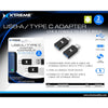 Xtreme XCB2-1014-PP1 USB-A Female To USB Type-C Adapter for Phone and Tablet, Black - 78-121213 - Mounts For Less