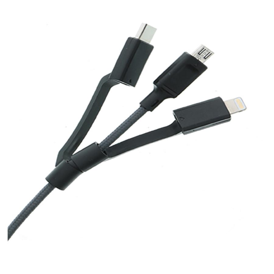 Xtreme XMT8-1001-MP1 3-in-1 Type C Charging Cable, Micro USB, Lightning, 6 Feet, Black - 78-132055 - Mounts For Less