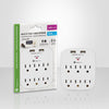 Xtricity - 6-Outlet and 2-Port USB 2.4A Wall Power Strip, White - 76-3-70621 - Mounts For Less