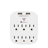 Xtricity - 6-Outlet and 2-Port USB 2.4A Wall Power Strip, White - 76-3-70621 - Mounts For Less