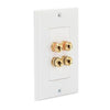 Banana binding post wall plate for 2 speakers gold plated white - 07-0059 - Mounts For Less