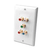 Component Wall Plate (5 RCA female to female couplers) White - 07-0071 - Mounts For Less