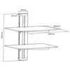 GlobalTone 2 shelves Wall Mount for devices in black tempered glass LT - - Mounts For Less