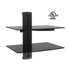 GlobalTone 2 shelves Wall Mount for devices in black tempered glass LT - - Mounts For Less