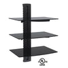 GlobalTone 3 shelves Wall Mount for devices in black tempered glass LT - 04-0220 - Mounts For Less