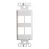 GlobalTone "Decora" Keystone wallplate white 4 bays - - Mounts For Less