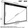 GlobalTone Electric Projection Screen 16:9 Matt White With Remote 106" - 13-0263 - Mounts For Less