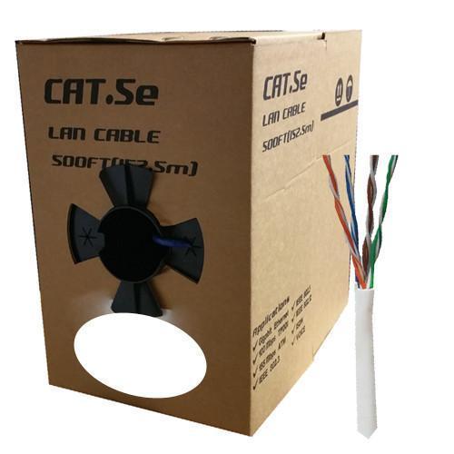 GlobalTone Ethernet cable network Cat5e RJ-45 24 AWG CCA White 500ft - 89-0127 - Mounts For Less