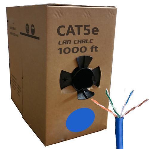 GlobalTone Ethernet cable network Cat5e RJ-45 24AWG 1000ft Blue CCA - 89-0053 - Mounts For Less