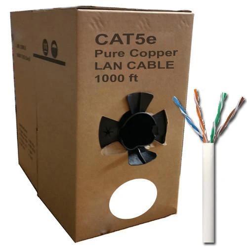 GlobalTone Ethernet Cable Network Cat5e UTP Solid RJ-45 Copper White 1000 Ft - 95-03226 - Mounts For Less