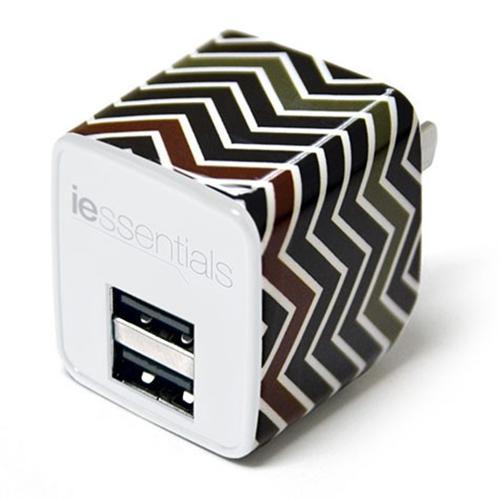 iessentials 2 Ports USB Wall Charger 2.4A With Chevron or Dots Pattern - 60-0232 - Mounts For Less