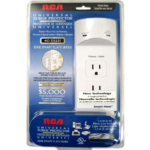 RCA Surge Protectors 2 outlets wallplate 410 Joules white - 06-0023 - Mounts For Less