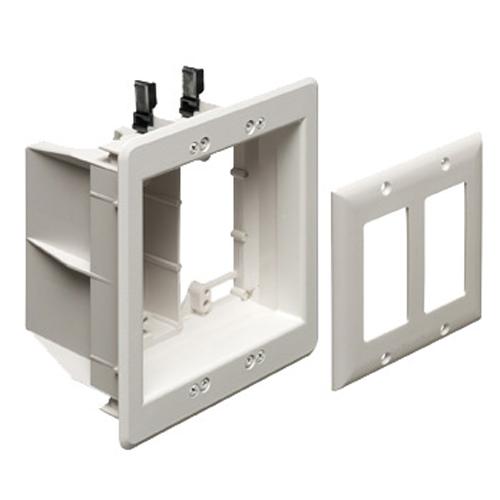 Recessed Double Box for cables and power outlets TVBU White - 05-0133 - Mounts For Less