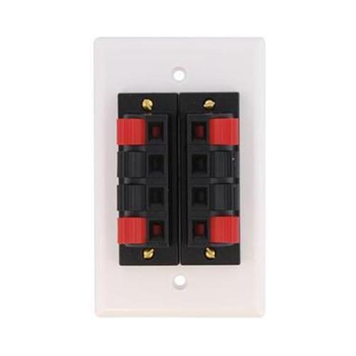 Spring terminal wall plate for 4 speaker white - 07-0098 - Mounts For Less
