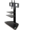 Swivel TV stand with 3 shelves in tempered glass BLACK Up to 52" - 12-0007 - Mounts For Less