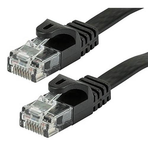 TechCraft Ethernet FLAT cable network Cat5e RJ-45 25ft BLACK - 89-0058 - Mounts For Less