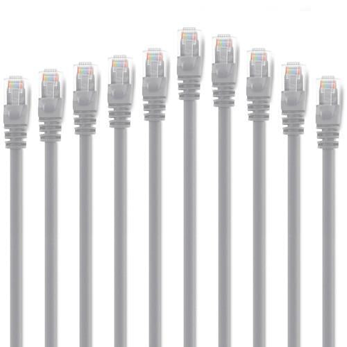 Value Pack of 10x Ethernet Network Cables Cat6 500MHz RJ-45 1ft Gray - 89-0329x10 - Mounts For Less