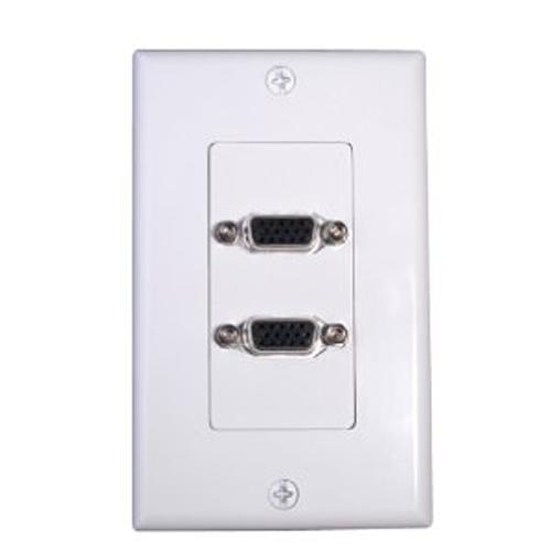 VGA Wall Plate (2 female to female couplers) White - 05-0063 - Mounts For Less